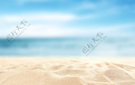 蓝色大海沙滩海边夏天小清新