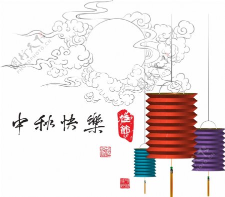 时尚创意中秋月圆海报