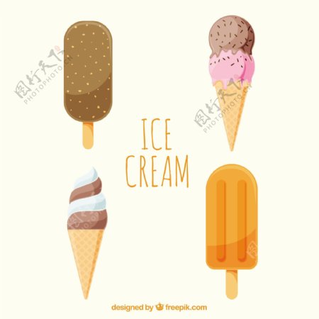 平面设计中的各种美味冰淇淋