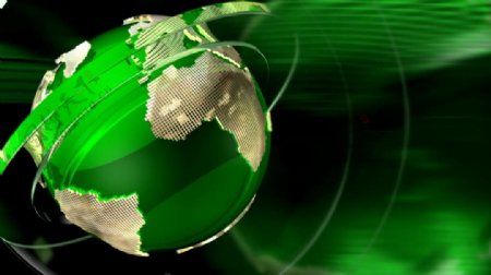 绿色圆环环绕旋转地球高清背景视频素材