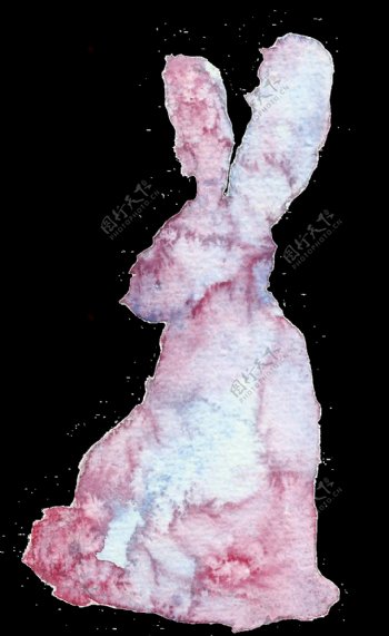 手绘彩色泥塑兔子透明装饰图案