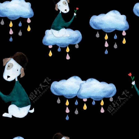 下雨天动物卡通透明素材