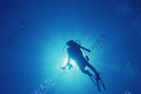 海底潜水海底游玩游泳