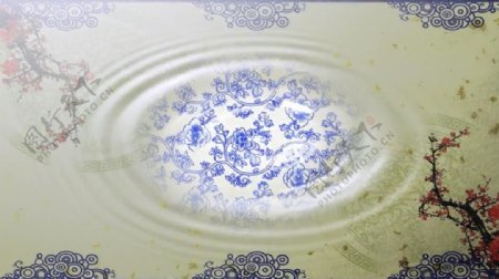 中国水墨瓷器扇子动态视频素材