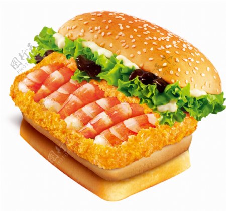 汉堡美味食物面包蔬菜海鲜鸡排寿司餐饮