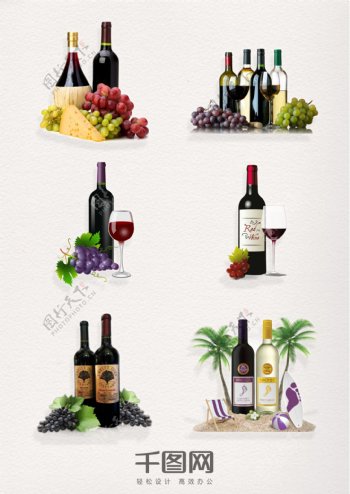 葡萄与红酒元素图案