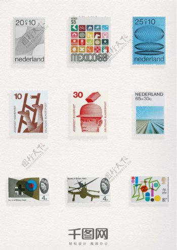 奥运系列图案邮票元素装饰