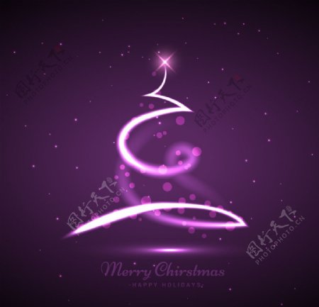 创意圣诞树紫色背景