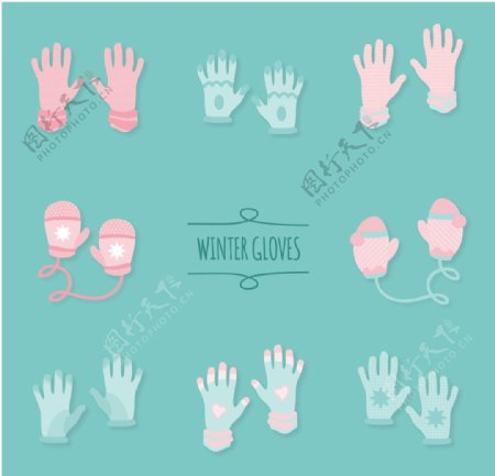 手绘冬季手套图标