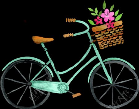 卡通清新自行车透明素材