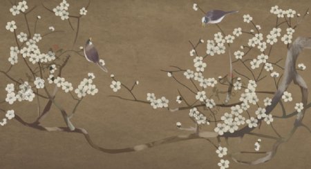 手绘高清中式工笔花鸟装饰画