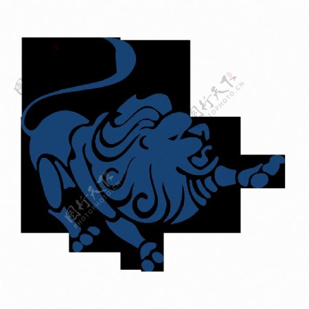 抽象蓝色狮子图案免抠png透明素材