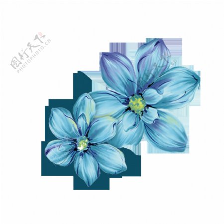 蓝树立体花朵png元素素材