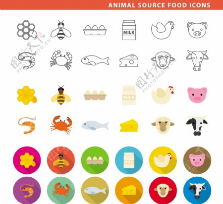 动物系列扁平化可爱icon矢量素材