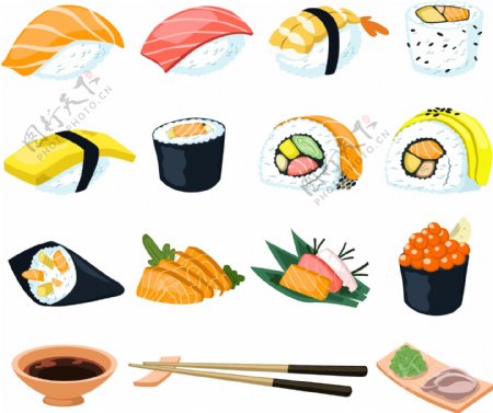 扁平化日本料理寿司图标