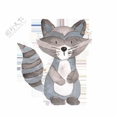 灰色小狐狸插画卡通装饰素材