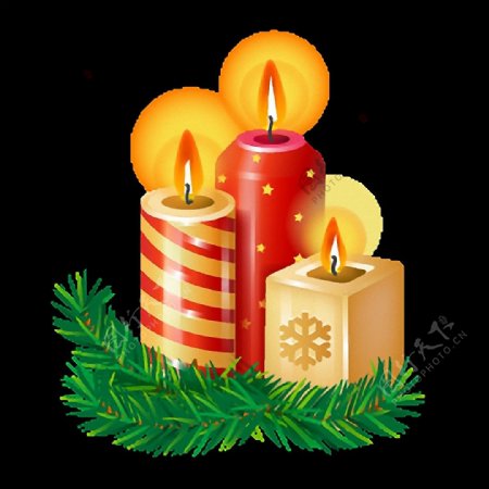 圣诞节彩色蜡烛免抠png透明图层素材