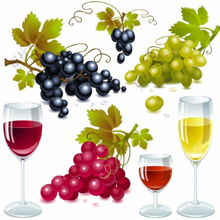 彩色葡萄红酒杯海报设计素材