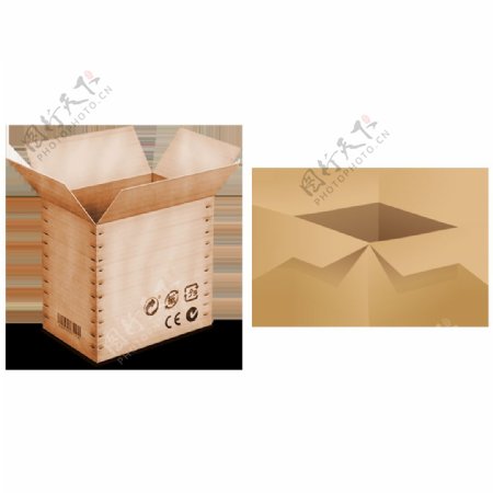 长方形牛皮纸箱免抠png透明图层素材