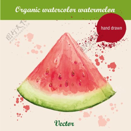水彩西瓜水果素材