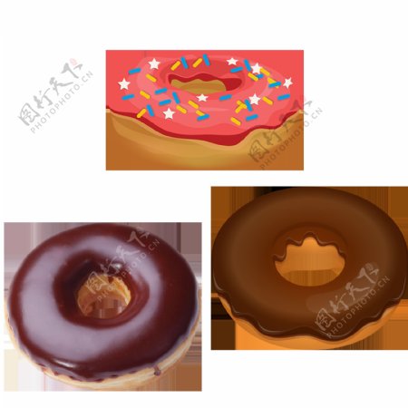 巧克力甜甜圈免抠png透明图层素材