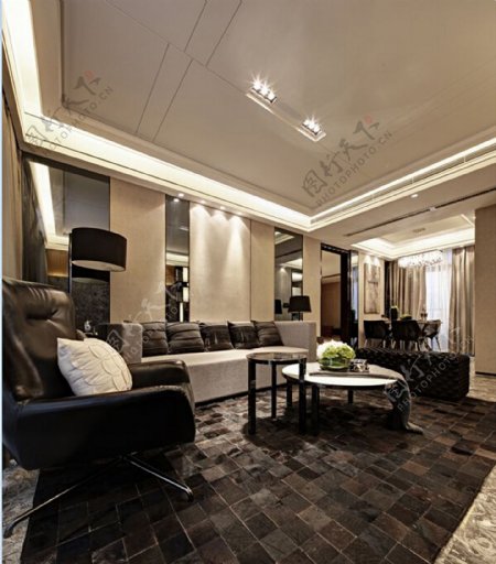 现代客厅马赛克地毯室内装修效果图