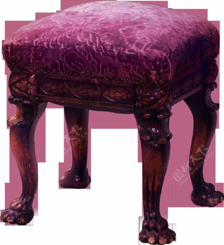高贵紫欧式方凳png元素素材