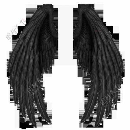 一双黑色的翅膀免抠png透明图层素材