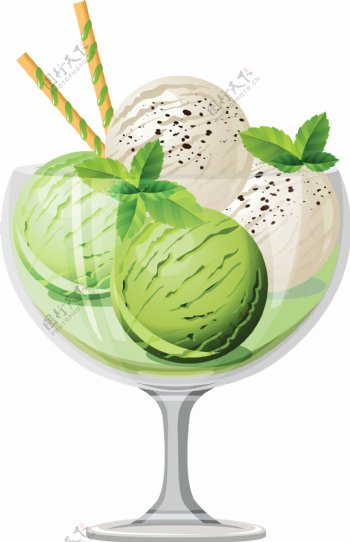 绿色冰淇淋免抠png透明图层素材