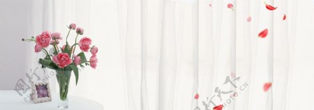 红色花瓶banner背景素材