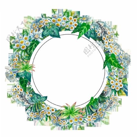 圆形花环透明装饰素材