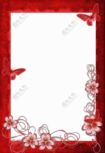 红色花边爱情边框免抠png透明图层素材