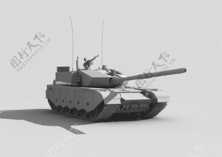 99A坦克白模渲染图