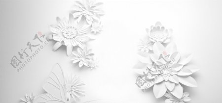 白色立体花朵banner背景