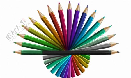 彩色铅笔摆放花纹免抠png透明素材