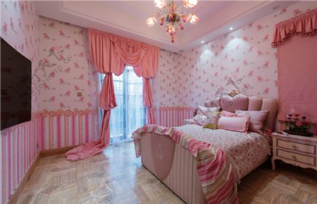 粉色卧室装饰古典效果图