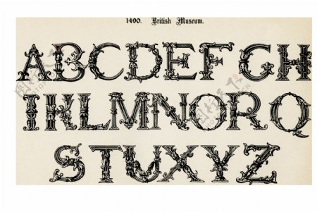 英国老式黑色艺术字母