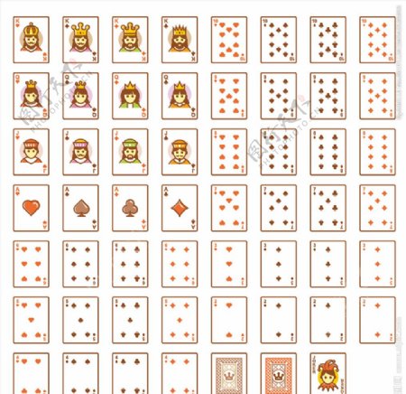 多种扑克头像形状扑克矢量素材