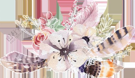 丰富植物花卉卡通透明装饰素材