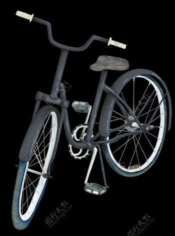 手绘复古自行车png透明素材