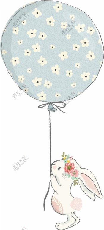 花兔气球卡通透明装饰素材