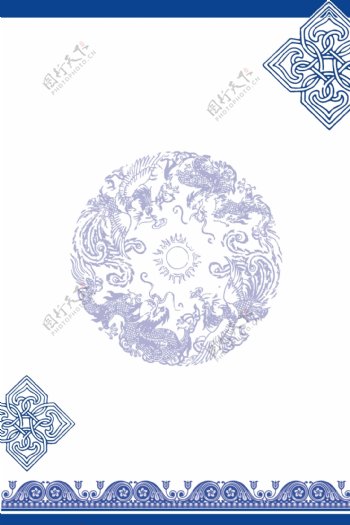 中国风古典青花瓷文理背景设计