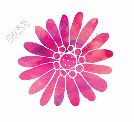梦幻水彩粉色花卉卡通水彩透明素材