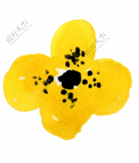 黄色花卉水彩透明素材