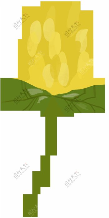 黄色茂盛花朵卡通水彩透明素材