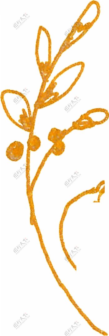 棕黄桃枝卡通透明素材