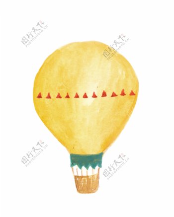 黄色小三角热气球卡通透明素材