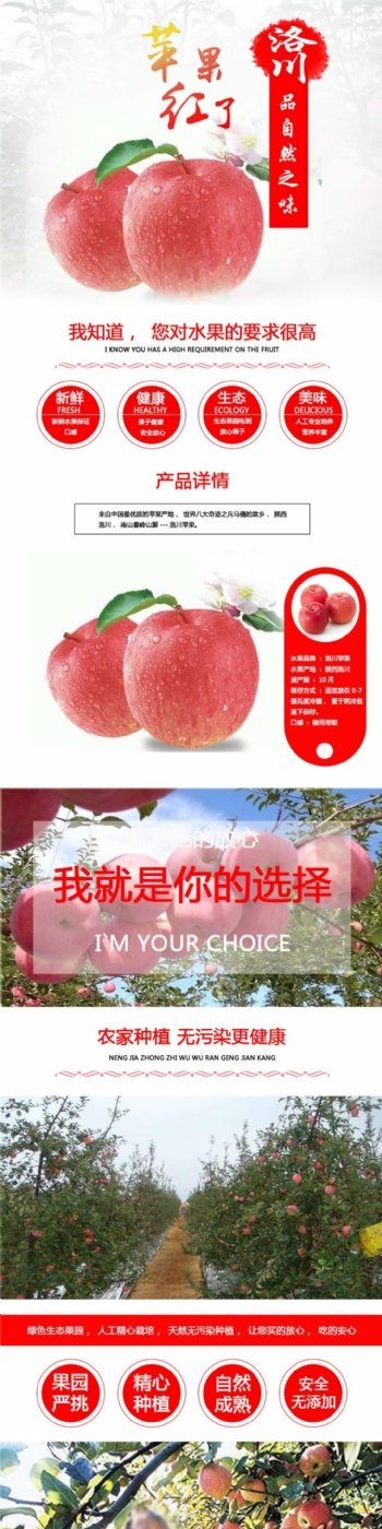 电商淘宝洛川苹果淡色背景水果详情模板