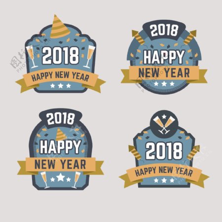 简约2018新年字体标签设计