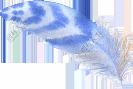 蓝纹羽毛卡通水彩透明素材